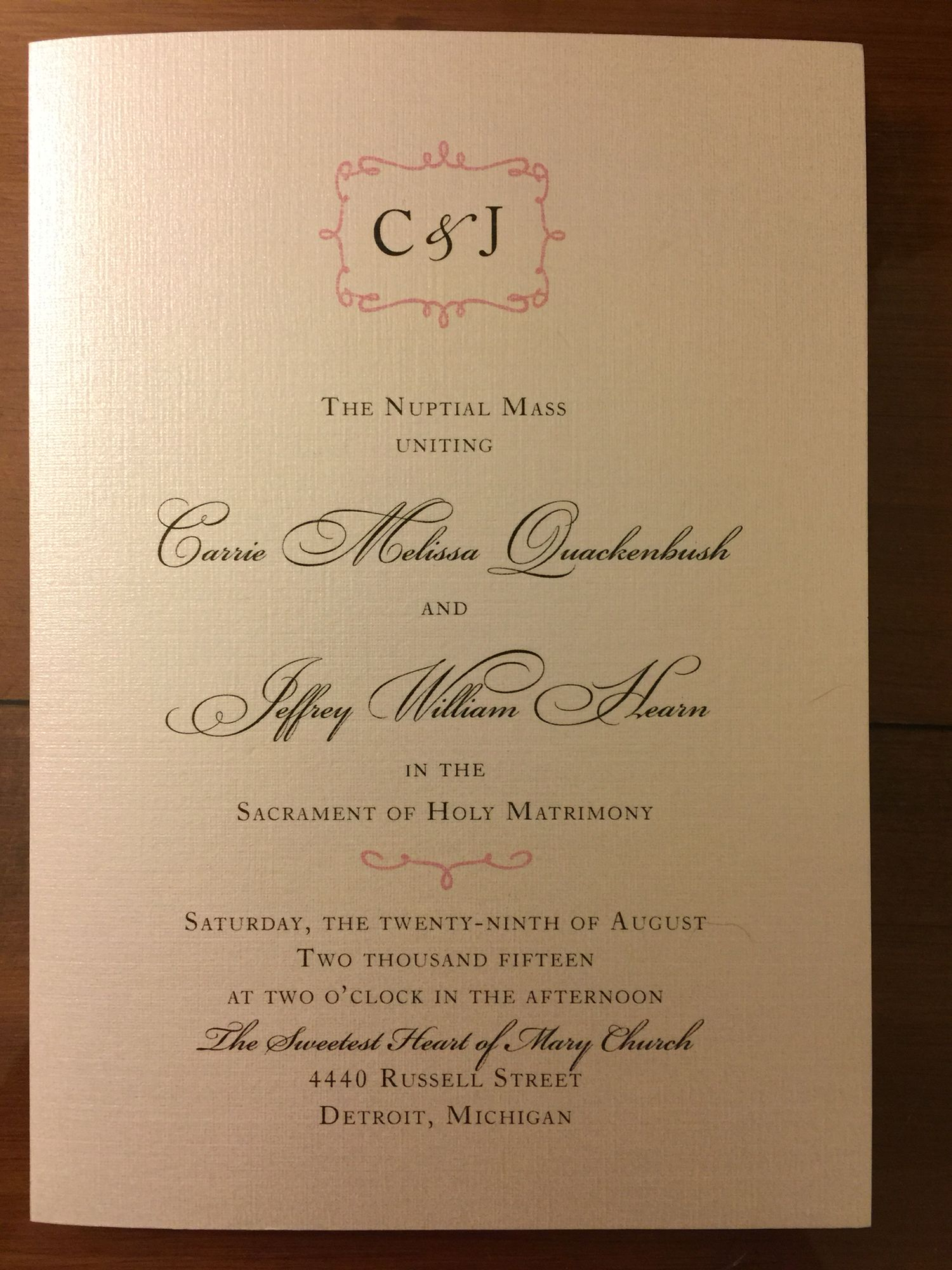 Catholic Wedding Invitations Catholic Wedding Program Cover Nuptial 