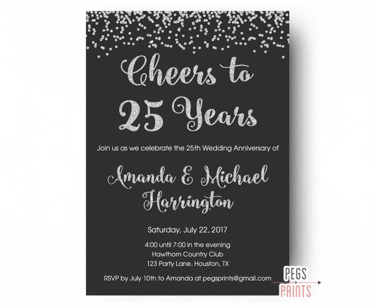 25Th Wedding Anniversary Invitations 25th Anniversary Invitations Printable 25th Wedding Anniversary