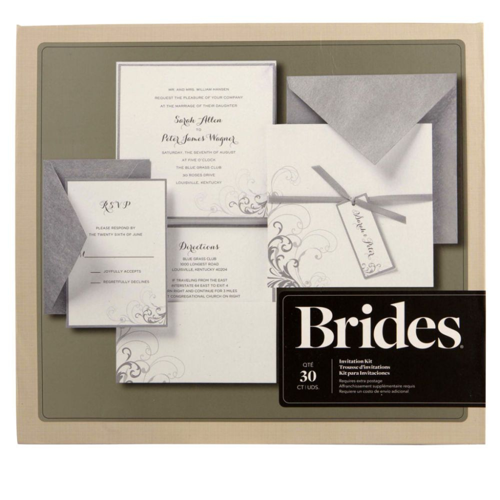 Brides Wedding Invitation Kits Brides Silver And White Pocket Invitation Kit Michaels Weddings