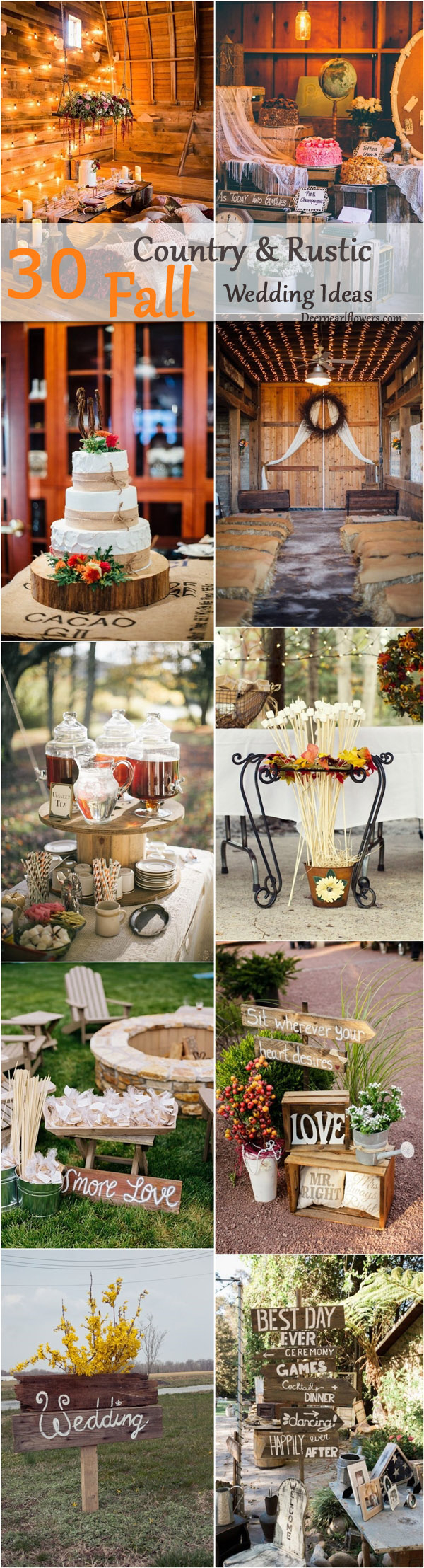 Country Fall Wedding Decorations 30 Fall Country Rustic Wedding Theme ...