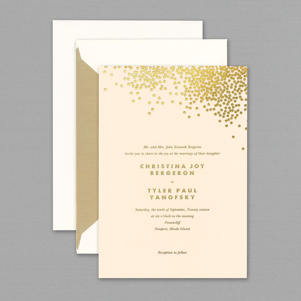 Crane Wedding Invitations Vera Wang Gold Confetti Engraved Blush Wedding Invitation Crane