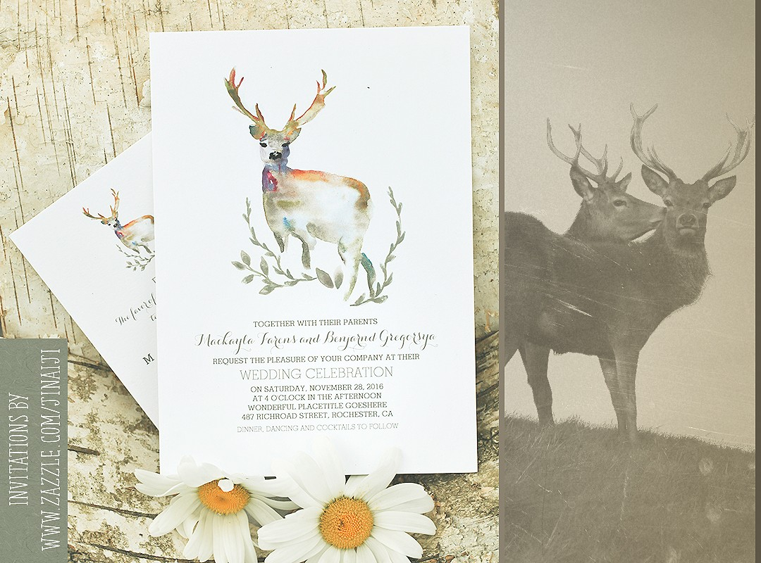 Deer Wedding Invitations Deer Wedding Invitation Romantic Watercolors Need Wedding Idea