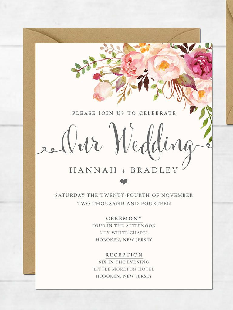 Floral Wedding Invitations 16 Printable Wedding Invitation Templates You Can Diy Wedding