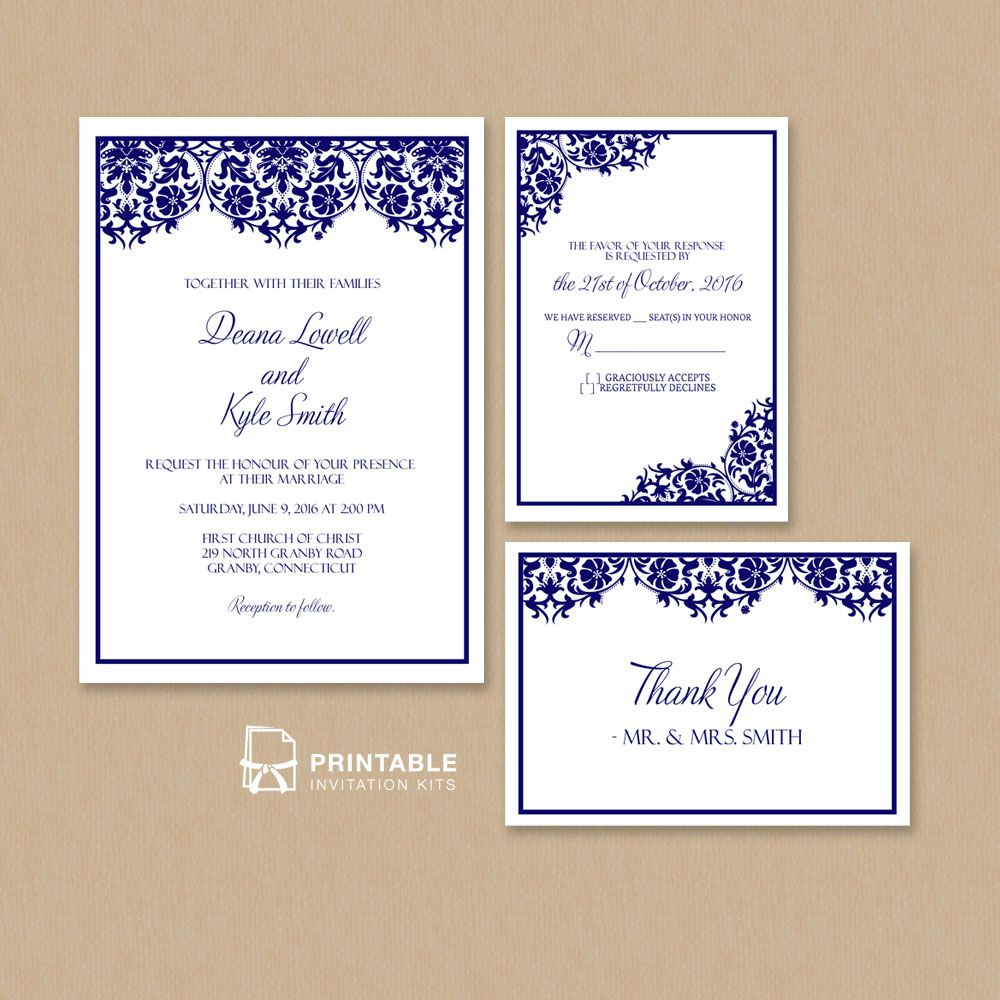 Free Wedding Invitation Samples Free Pdf Damask Frame Wedding ...