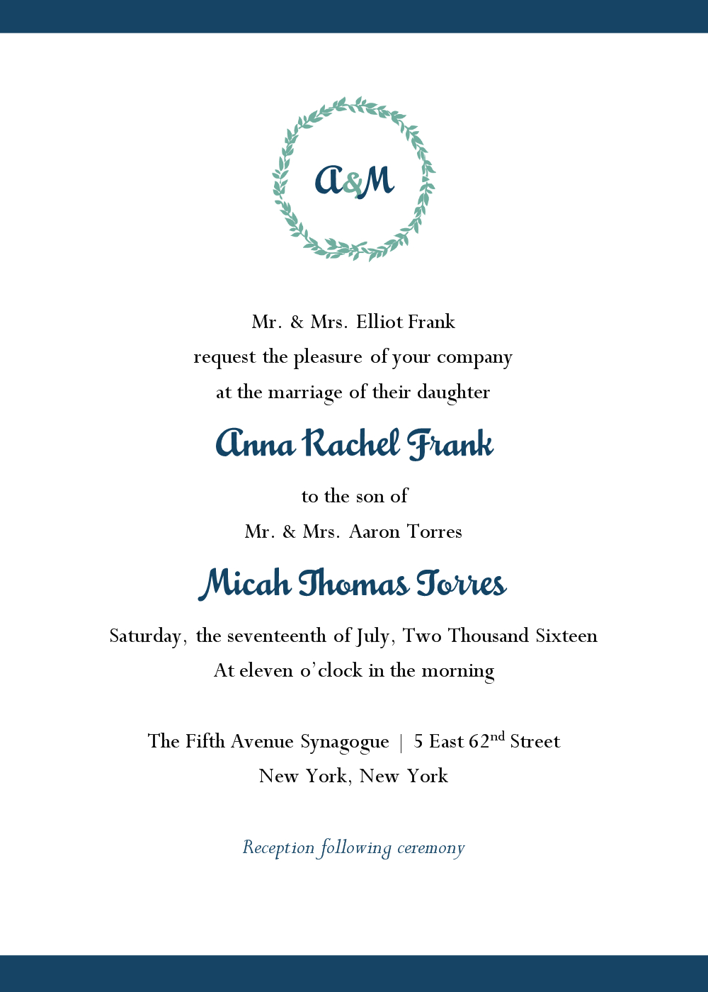Jewish Wedding Invitations Jewish Wedding Invitation