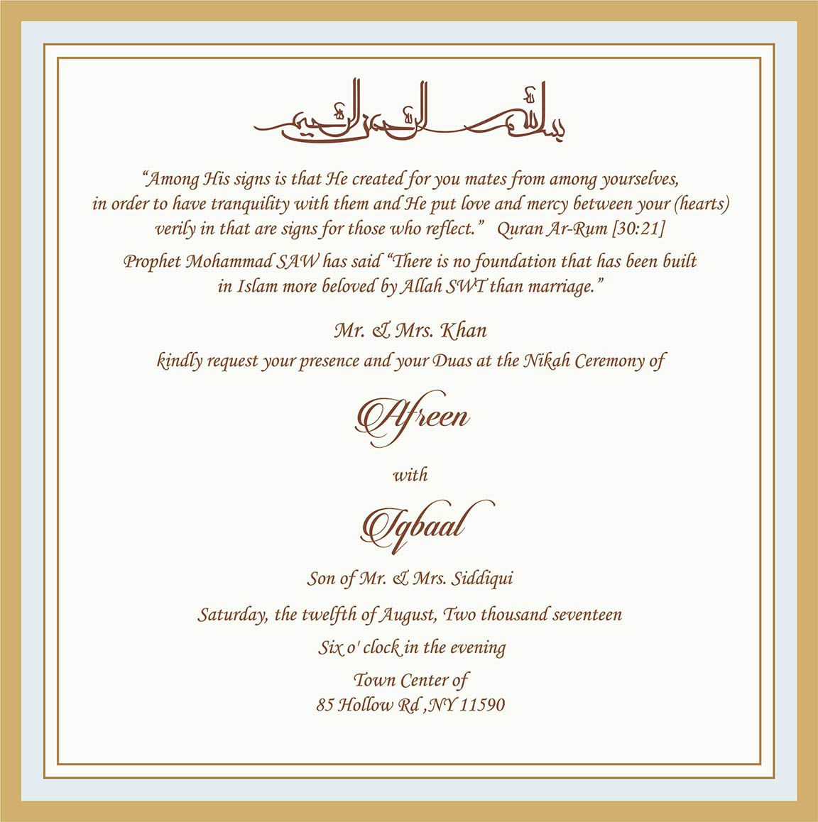 Muslim Wedding Invitations Wedding Invitation Wording For Muslim Wedding Ceremony Muslim