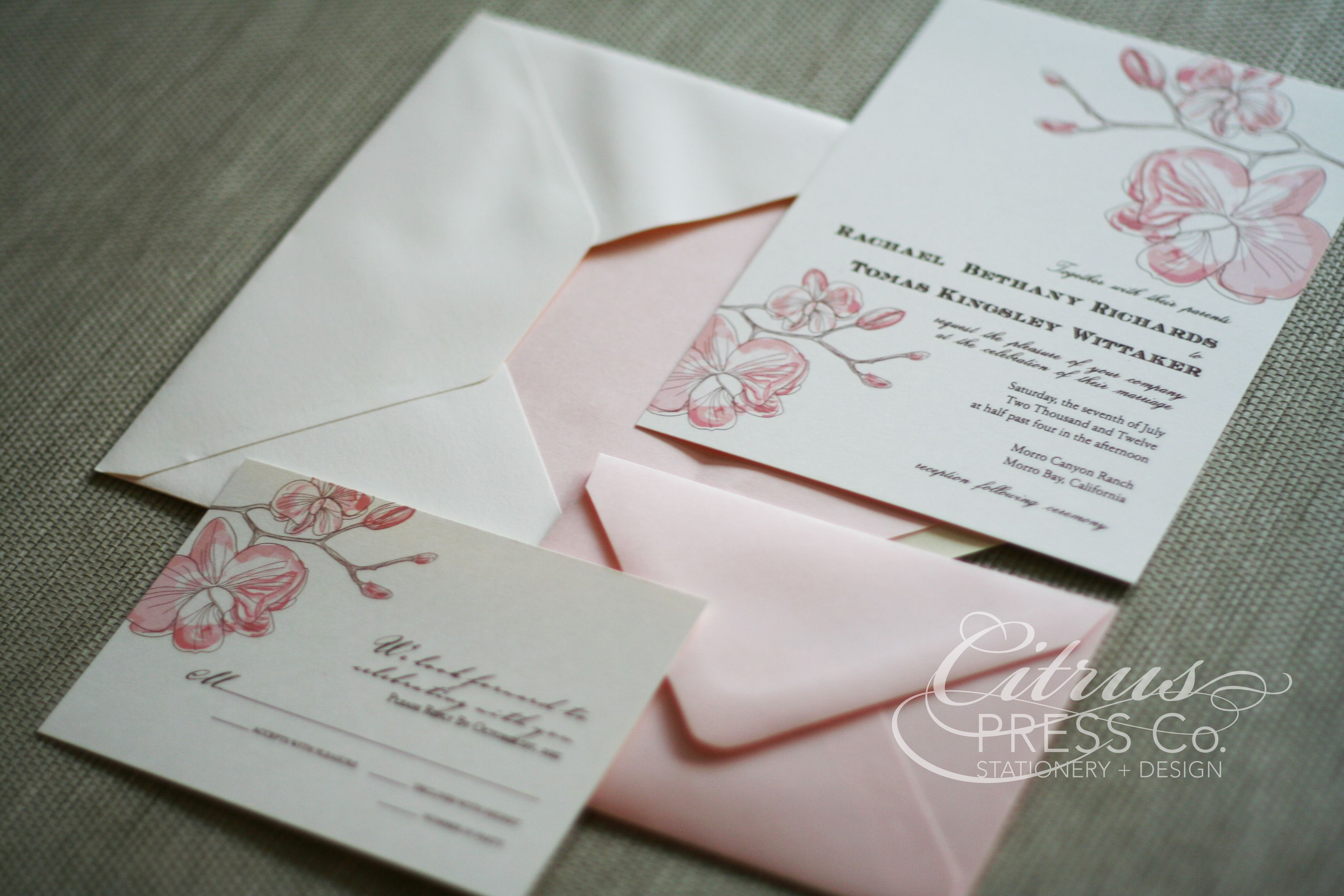 Orchid Wedding Invitations Orchid Wedding Invitation In Rose Color Stationery Wedding