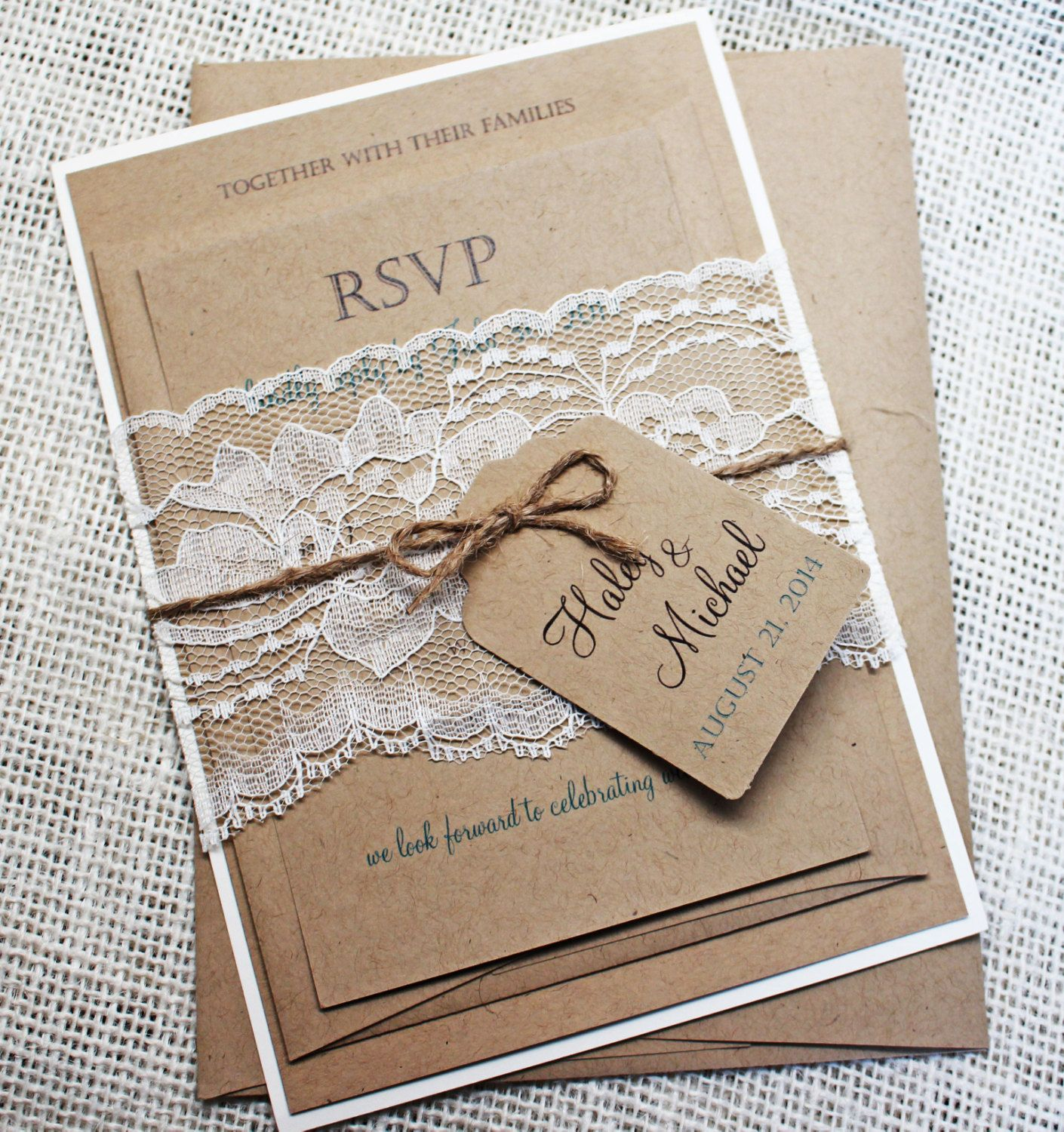 Rustic Wedding Invitation Kits Rustic Lace Wedding Invitation Lace Wedding Invite Country Wedding