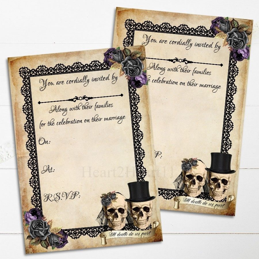 Skull Wedding Invitations Skull Wedding Invitations Gothic Alternative ...