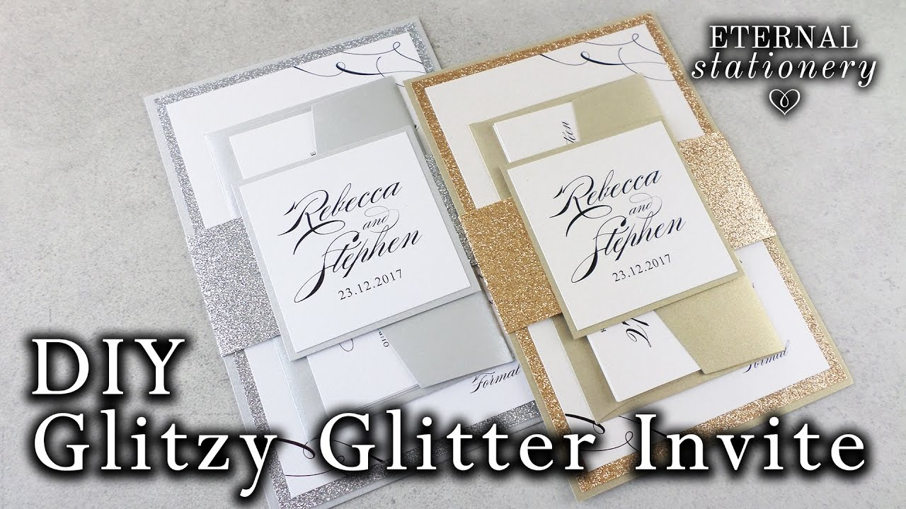 Sparkly Wedding Invitations How To Make Elegant Glitter Wedding Invitations With Belly Band