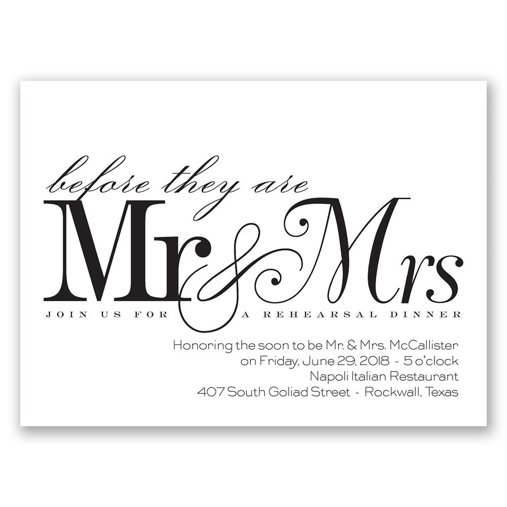 Wedding Rehearsal Dinner Invitations Before Mr Mrs Petite Rehearsal Dinner Invitation Invitations